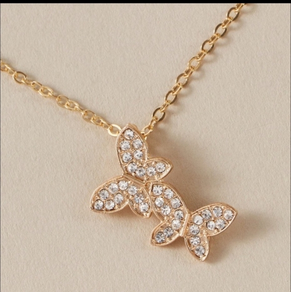 NEW Butterfly Rhinestone Necklace - Picture 2 of 4